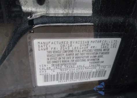 2019 Nissan Sentra Sr from USA, damaged, VIN 3N1AB7AP6KY207409